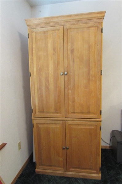 WOOD DESK ARMOIRE *LOCATED AT MONTAGUE ESTATE*