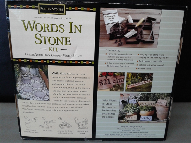 Words In Stone Kit, Gazing Ball, Cart Plant Stand