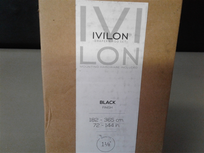 Ivilon Drapery Treatment Window Curtain Rod - Square Design 1 1/8 Rod. 72 to 144 Inch. Black