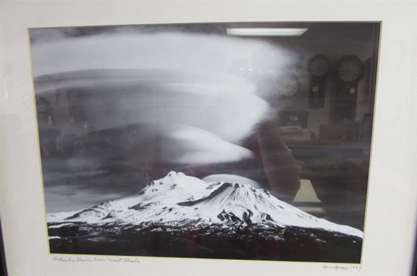 B&W PHOTO OF MT SHASTA-FRAMED AND MATTED UNDER GLASS by JIM GREGG 1997
