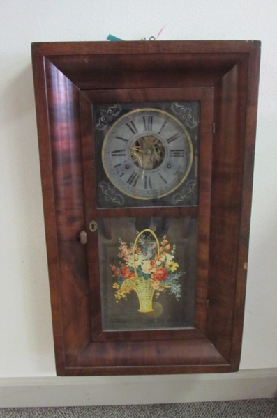 ANTIQUE JEROMES, GILBERT, GRANT & CO WALL CLOCK - WEIGHT DRIVEN (52)