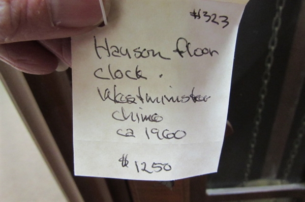 VINTAGE HANSON FLOOR CLOCK FOR PARTS/REPAIR (96)