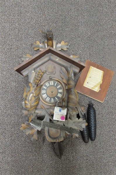 LARGE HECO 7-DAY 2-WEIGHT CUCKOO CLOCK FOR PARTS/REPAIR (99)