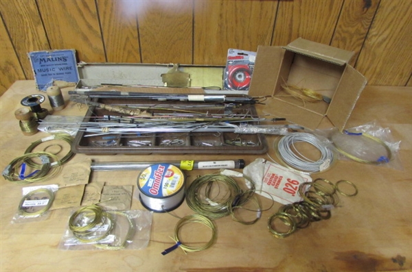 ASSORTED WIRE, CORDS, CABLE & RODS FOR CLOCK REPAIR