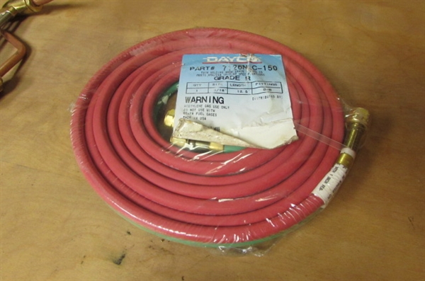 NEW HARRIS OXY/ACETYLENE TORCH, RODS & DAYCO HOSE