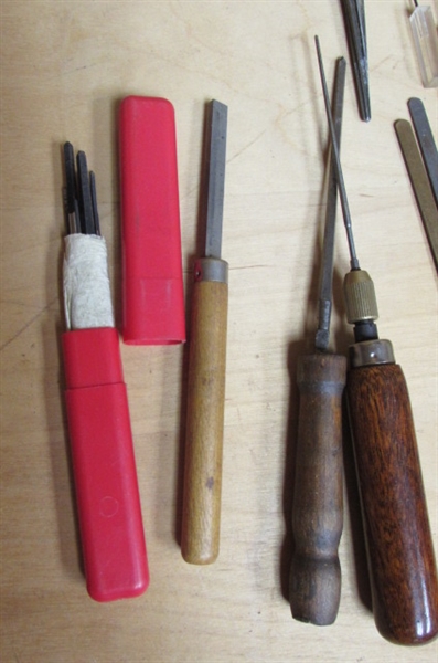 ASSORTED TOOLS - SMOOTHING BROACHES, HANDLES, BURNISHERS & MORE