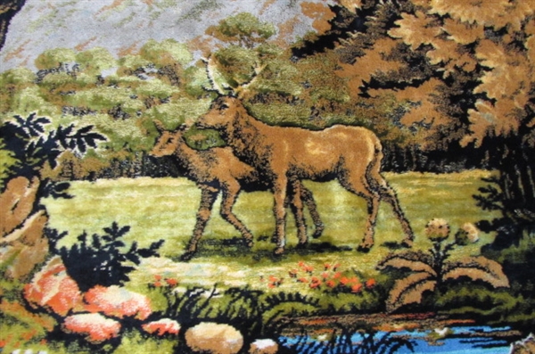 BEAUTIFUL VINTAGE VELVET ELK TAPESTRY