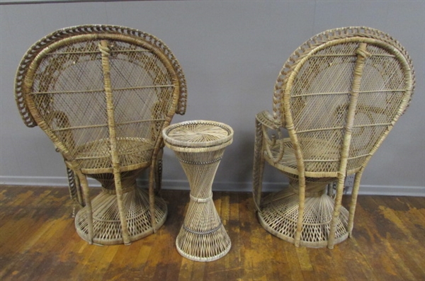 VINTAGE RATTAN CHAIRS/TABLE SET