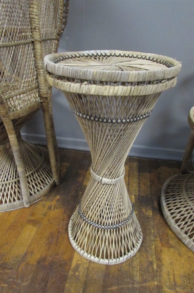 VINTAGE RATTAN CHAIRS/TABLE SET