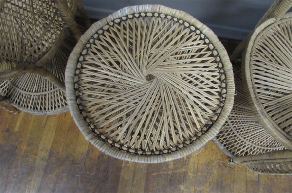 VINTAGE RATTAN CHAIRS/TABLE SET