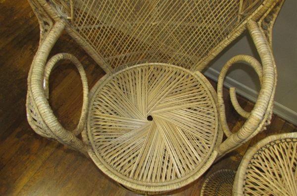 VINTAGE RATTAN CHAIRS/TABLE SET