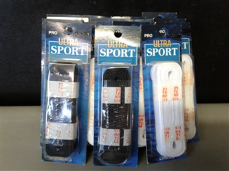 Ultra Sport Laces 72" White/Black 15 Pair
