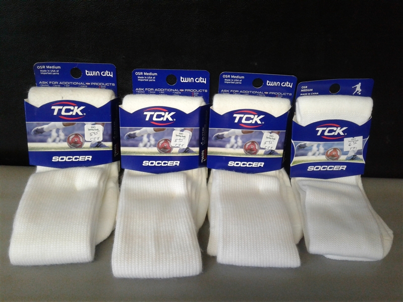 TCK Soccer Socks OSR Medium White 4 Pair