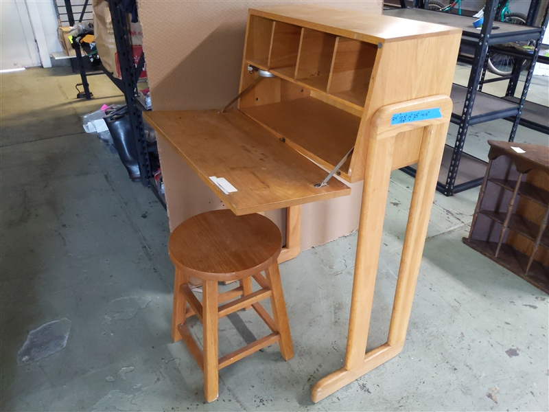 Foldable Wooden Writing Desk and Stool