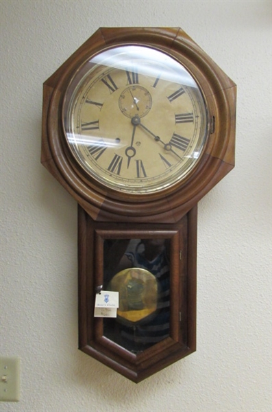 ANTIQUE ANSONIA OFFICE REG WALL CLOCK/8-DAY/HOUR STRIKE FOR PARTS REPAIR