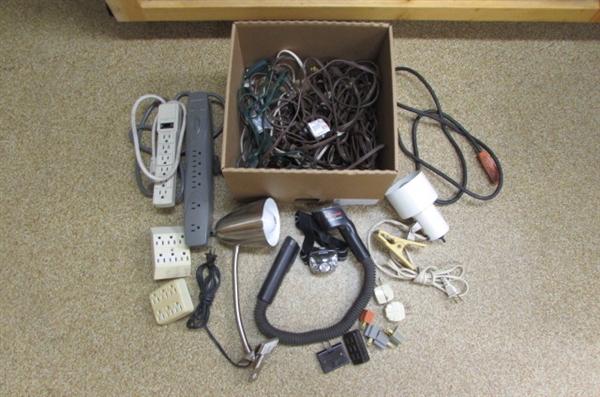 EXTENSION CORDS, POWER STRIPS, CLAMP ON LIGHTS & MORE