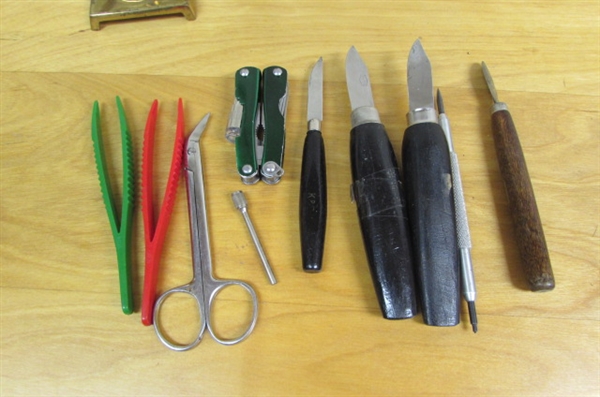ASSORTED WATCH PARTS & REPAIR TOOLS