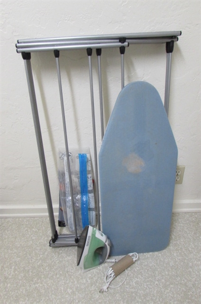 FOLDING CLOTHES DRYER, IRONING BOARD, IRON & VACUUM BAGS *ESTATE*