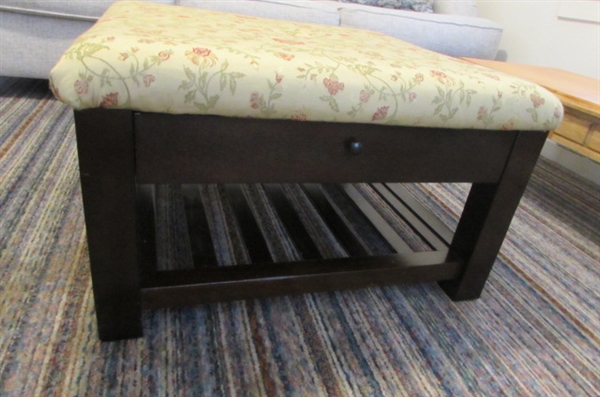 UPHOLSTERED COFFEE TABLE/OTTOMAN W/2 DRAWERS *ESTATE*