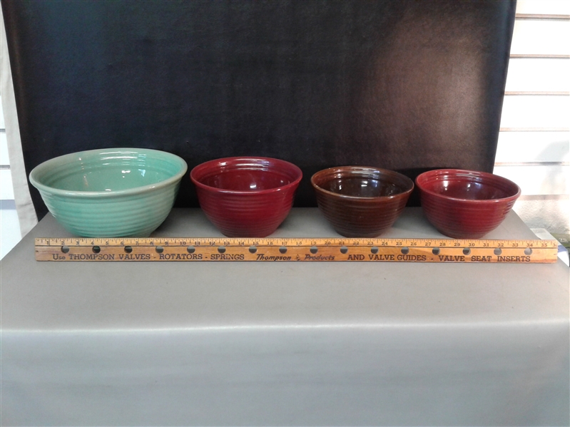 Vintage Bauer Ringware Nesting Mixing Bowls Set of 4