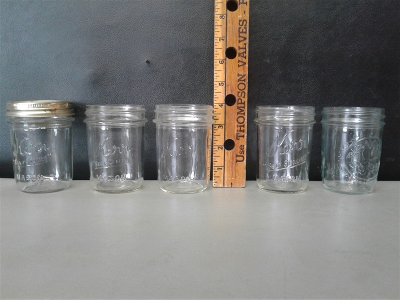 Large Mason Jar Lot-Quilted Jelly Jars, Canning Jars, Lids, Etc