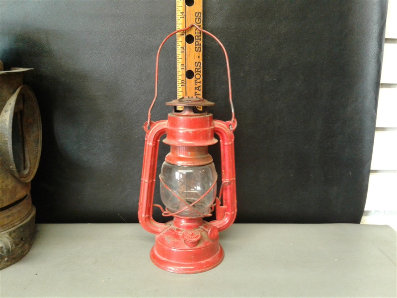 Vintage Oil Lamp and Adlake Train Lamp