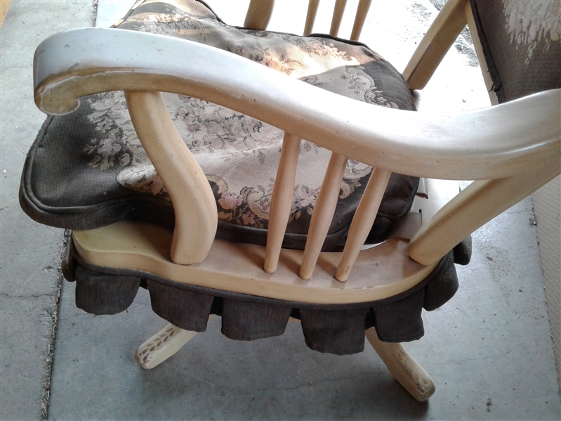 Vintage Wooden/Upholstered Swivel/Rocking Chair