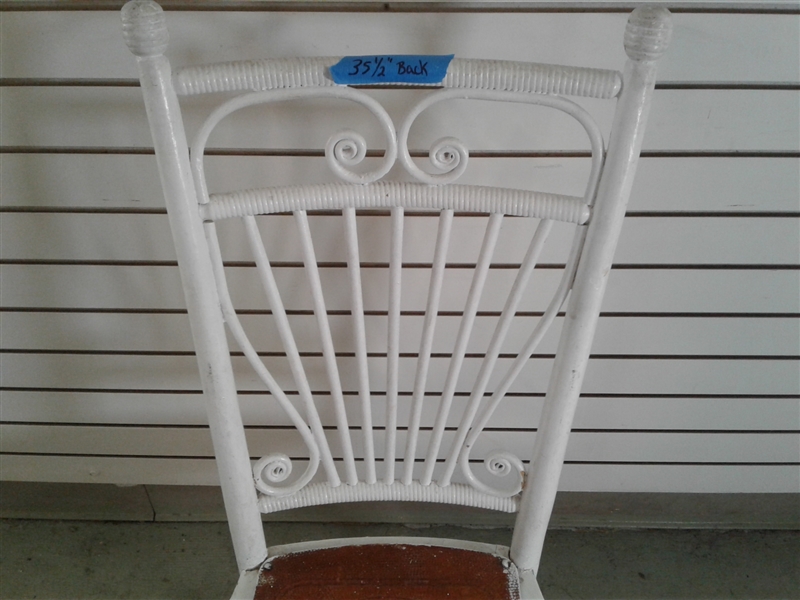 Vintage Wood Chair W/Tooled Leather Seat