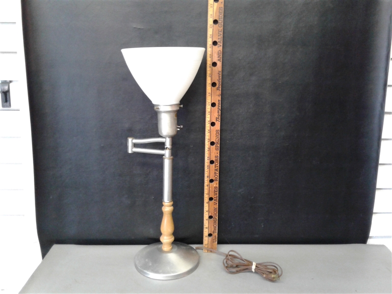 Vintage Metal and Wood Desk Lamp 