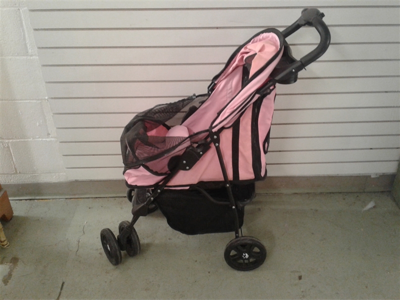 Pink and Black Dog Stroller
