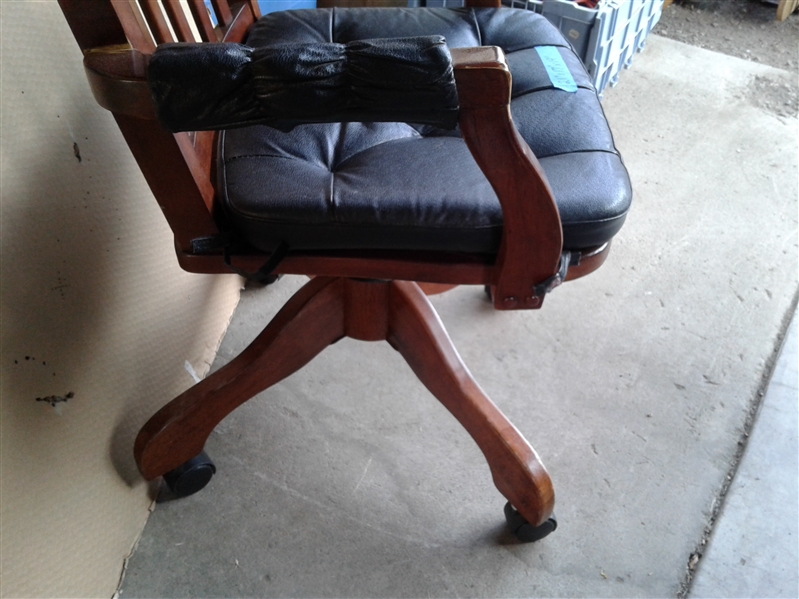 Vintage Swivel Office Chair w/Leather Padding