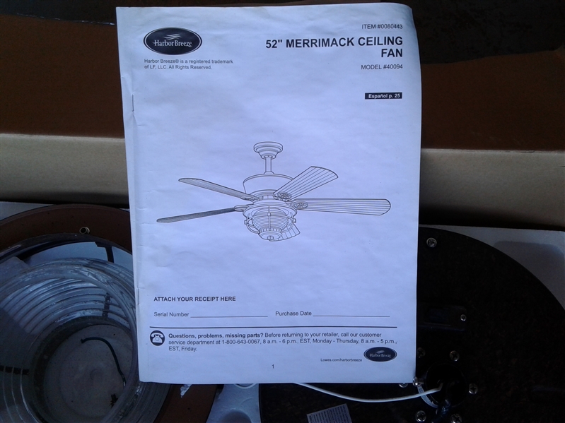 Harbor Breeze Merrimack 52 inch Ceiling Fan W/Light