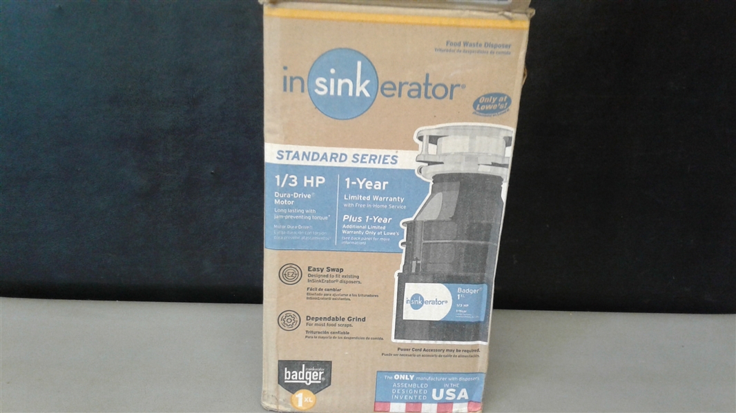  InSinkErator Garbage Disposal, Badger 1, 1/3 HP