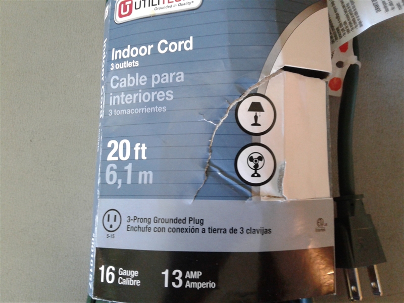 Utilitech 3 Outlet 20 Ft. Indoor Power Cord