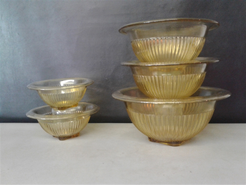 Federal Depression Glass Nesting Bowls Set of 5