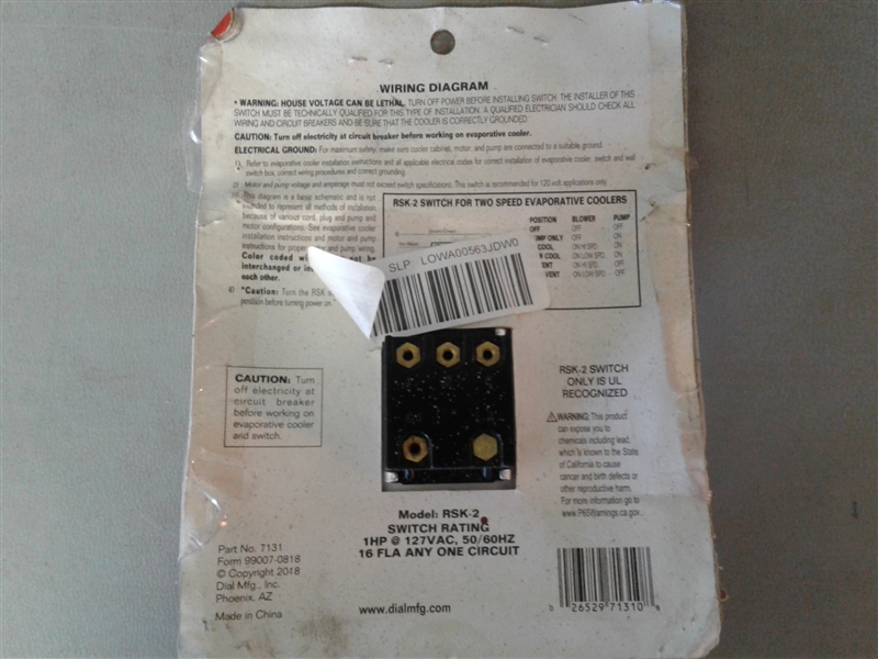 2 Gang Evaporative Cooler Switch 