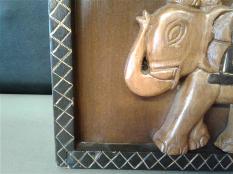 Carved Wood Elephant Wall Hanging