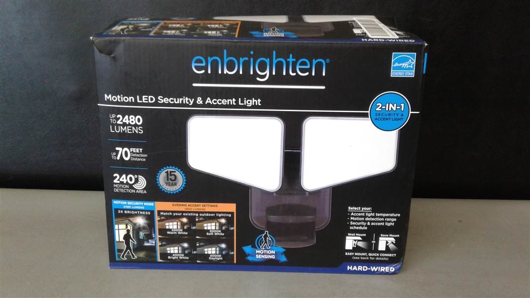 Enbrighten 2-in-1 LED Outdoor Flood Security Light, Motion Sensor