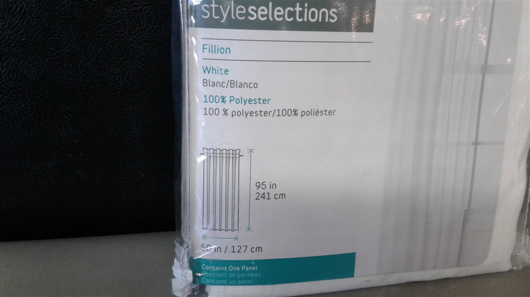Style Selections Fillion 95-in White Polyester Sheer Single Curtain Panel