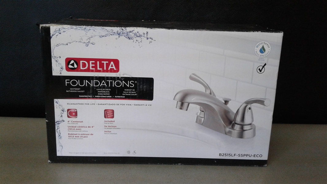 Delta Foundations Brushed Nickel 2-Handle 4-in Centerset WaterSense Bathroom Faucet