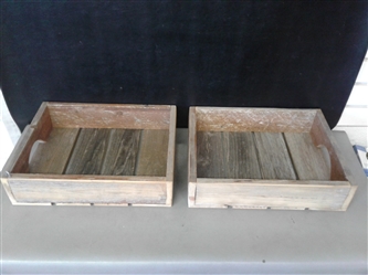 Pair of Rustic Wood Crates