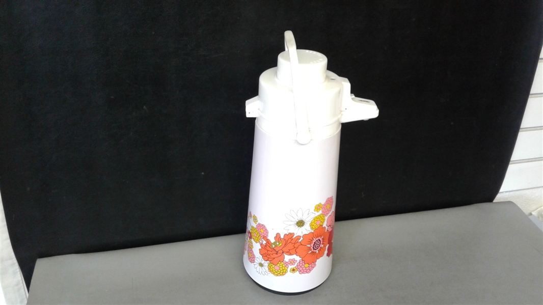 Vintage Floral Pump Pot Beverage Dispenser