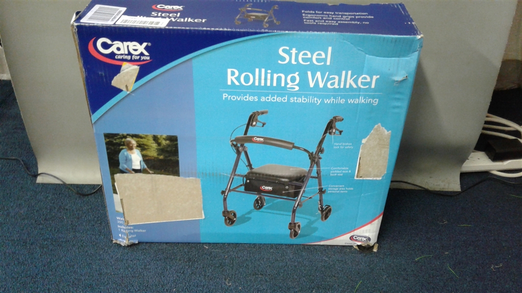  Carex Rollator Walker with Seat- Black