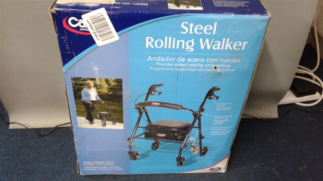  Carex Rollator Walker with Seat- Black