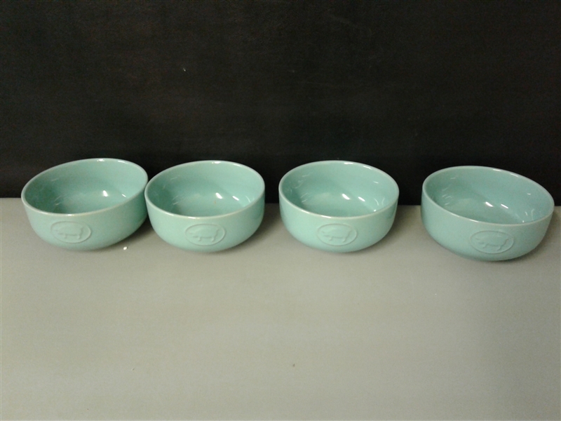 Ceramic Salad Bowl Set of 4- Pig Blue