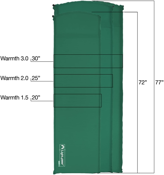 Lightspeed Outdoors Warmth Series Self Inflating Insulated Sleep Camp Foam Pad