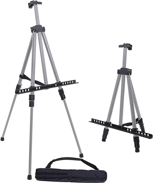  U.S. Art Supply 65 Sturdy Silver Aluminum Tripod Artist Field and Display Easel Stand