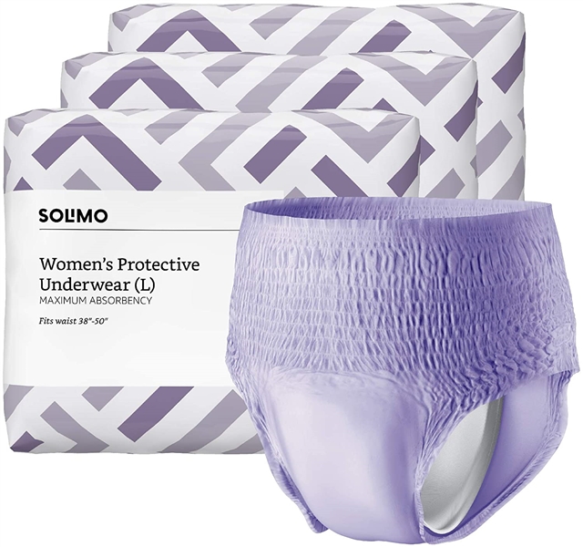 Solimo Incontinence & Postpartum Underwear for Women Large 54 Count