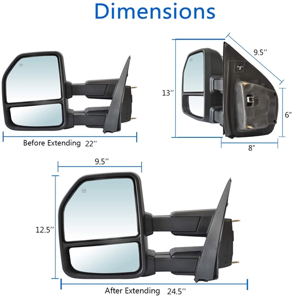 JZSUPER Towing Mirrors fit for Ford F150 Pickup Truck 2015- 2020