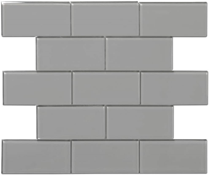  3x6 Gray Glass Subway Tile 40 Ct